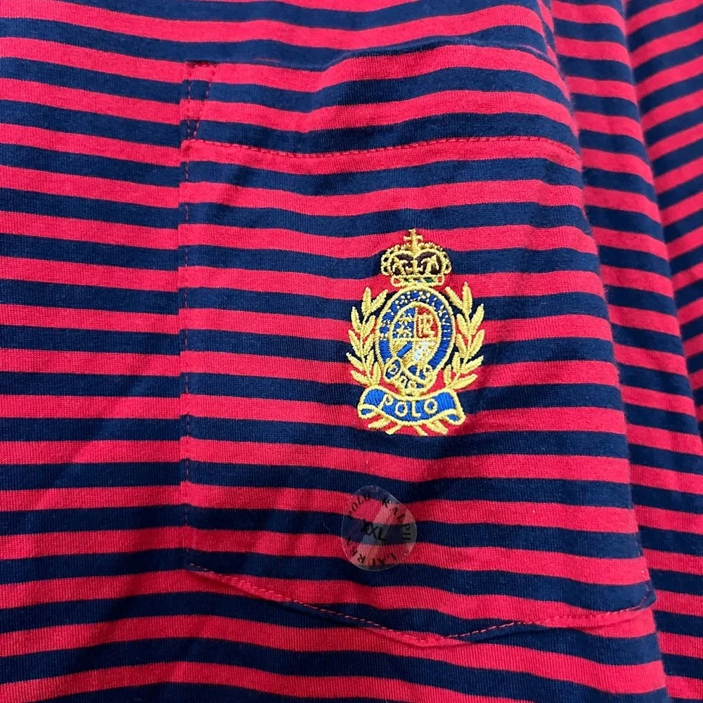 Polo Ralph Lauren Men’s Striped Casual Polo Shirt Size XXL NWT Red and Navy - Picture 3 of 12
